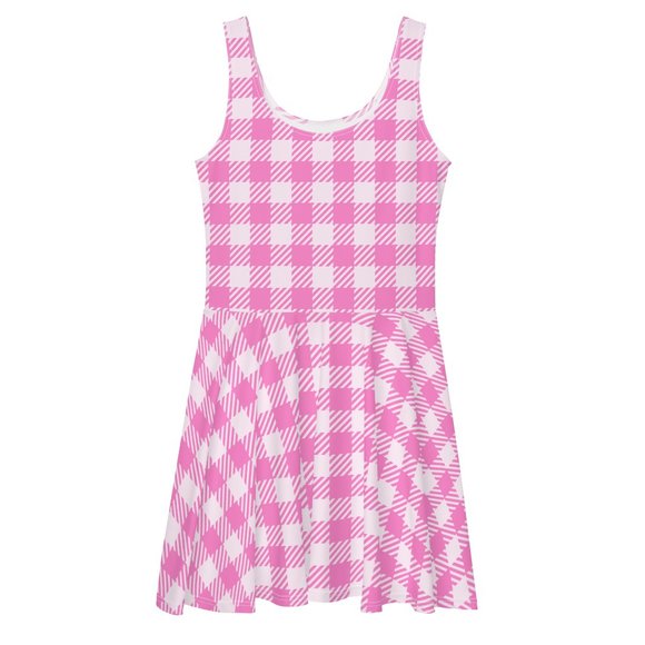 Charming Pink Gingham Skater Dress | Retro Pinup Style Fit & Flare Mini - Picture 8 of 9